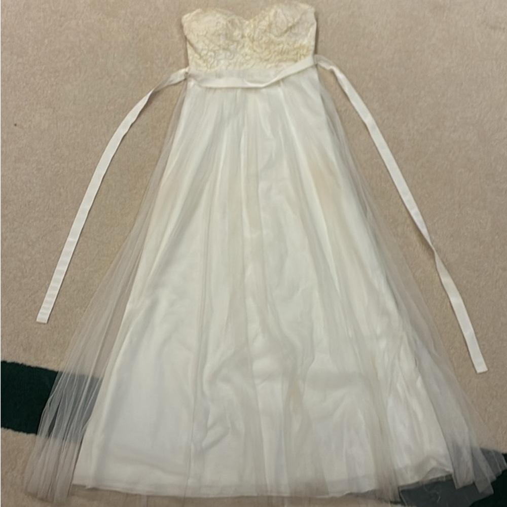 Jenny Yoo Cream Strapless Gown